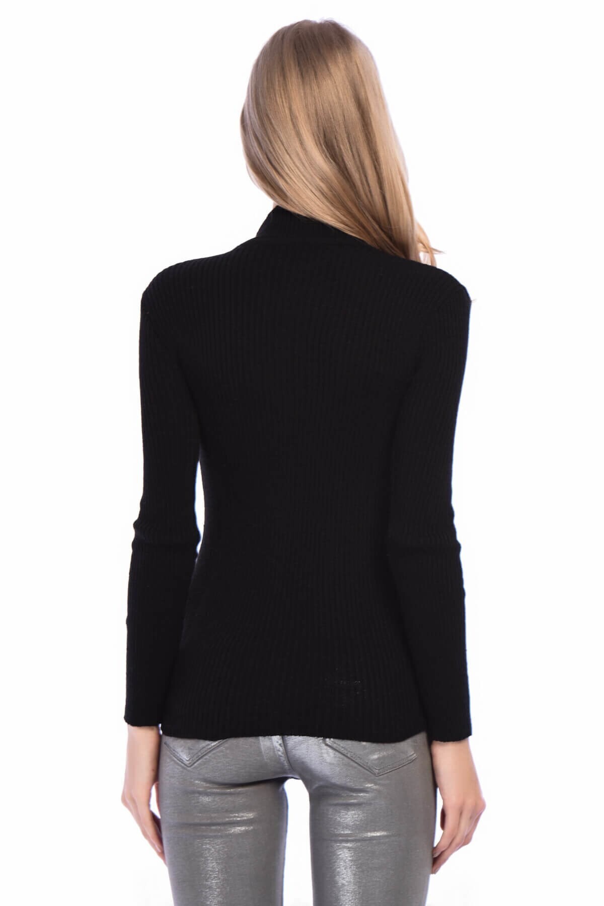 8510250 Fitilli Önü Açık Yarım Balıkçı Uz.Kol Triko SIYAH