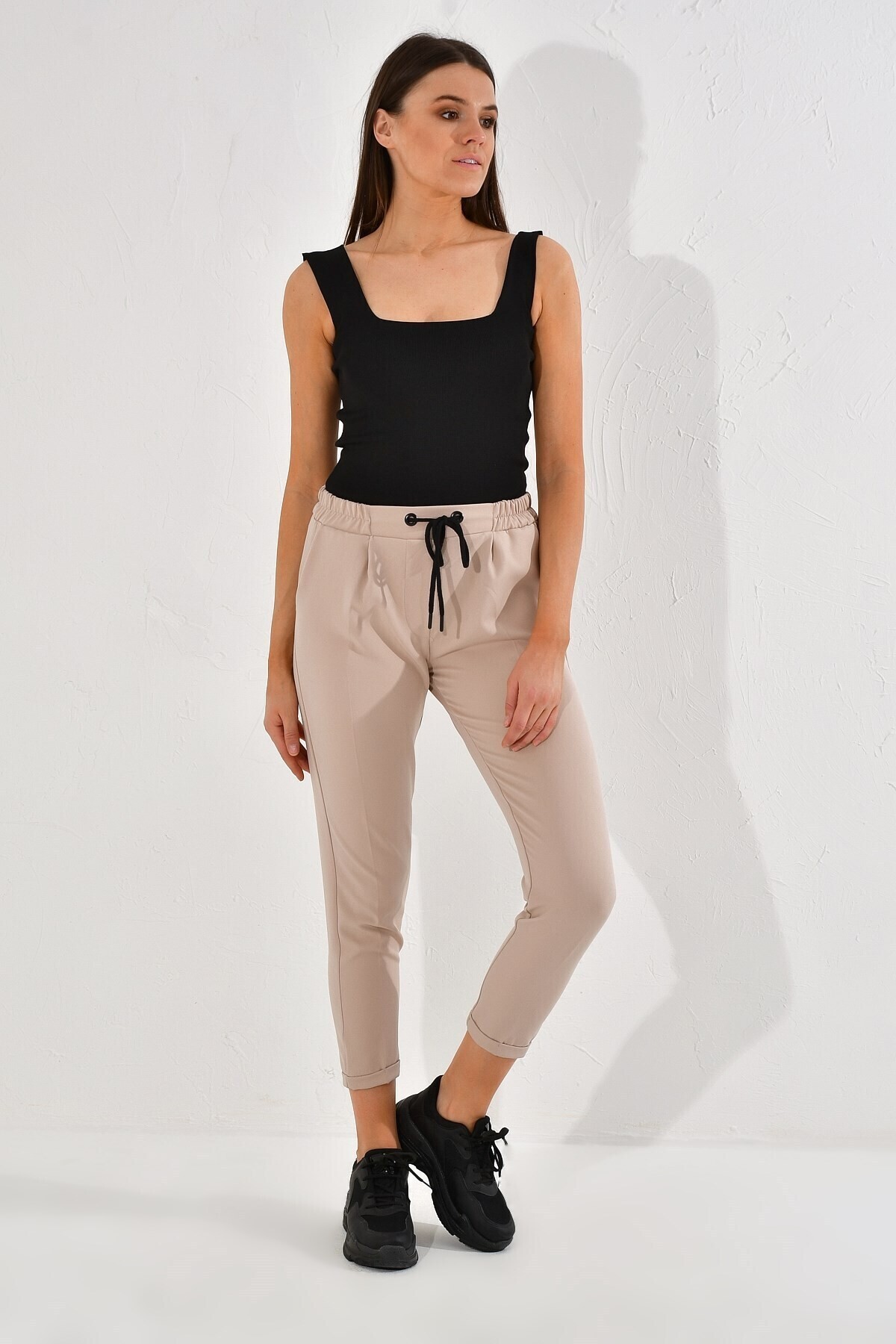 20023247 Atlas Flota Cepli Kuşgözülü Pantolon BEJ