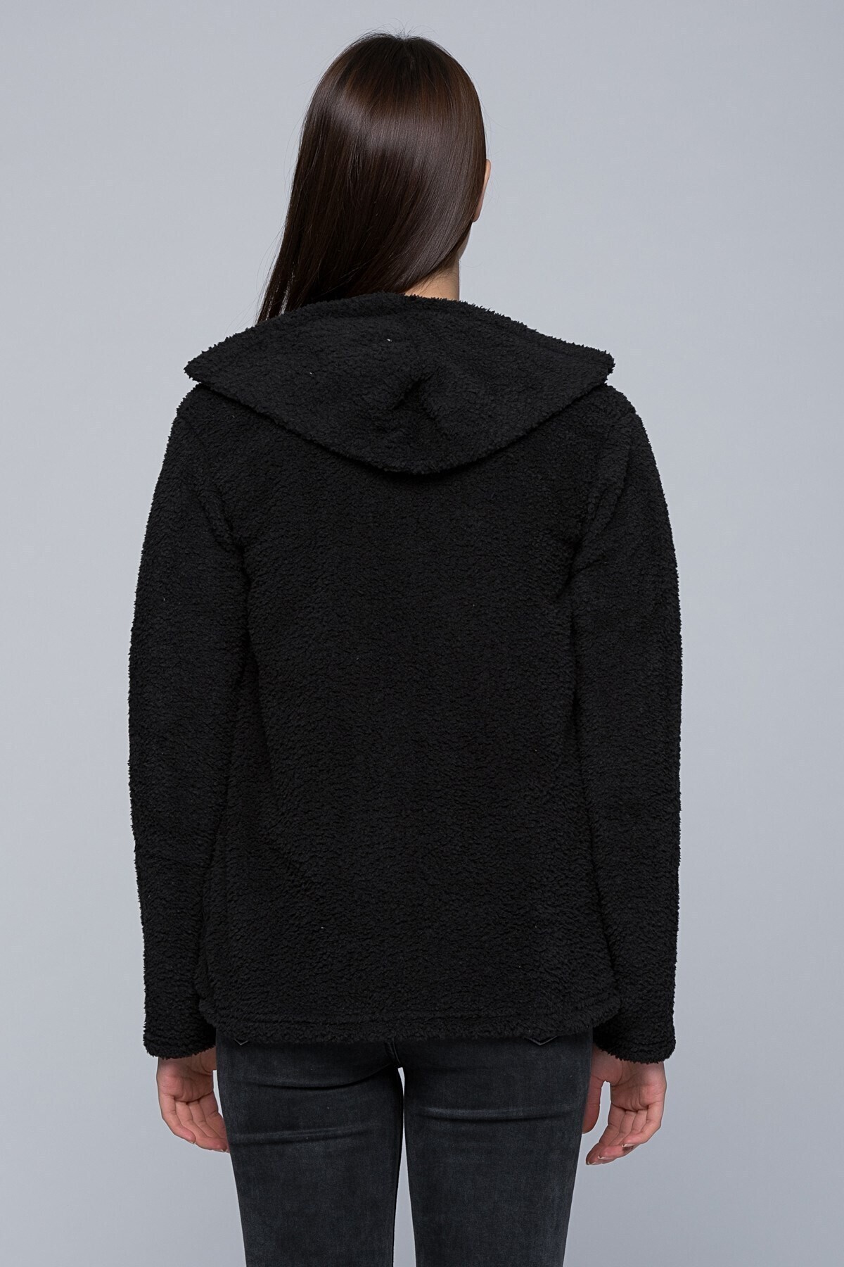 7434323 Welsh Fermuarlı Cepli Kapüşonlu Sweatshirt SIYAH