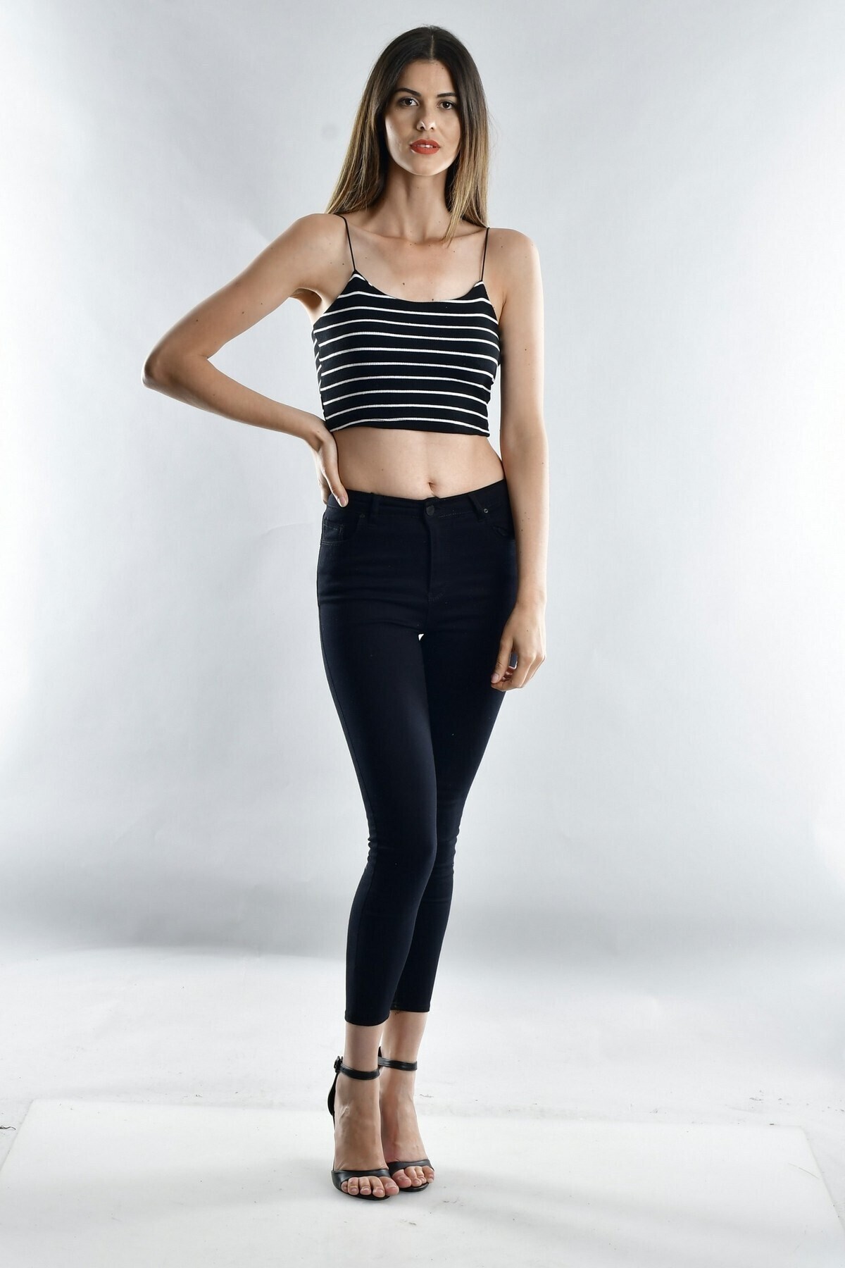 20071973 Kaşkorse İp Askılı Büstiyer SIYAH BEYAZ