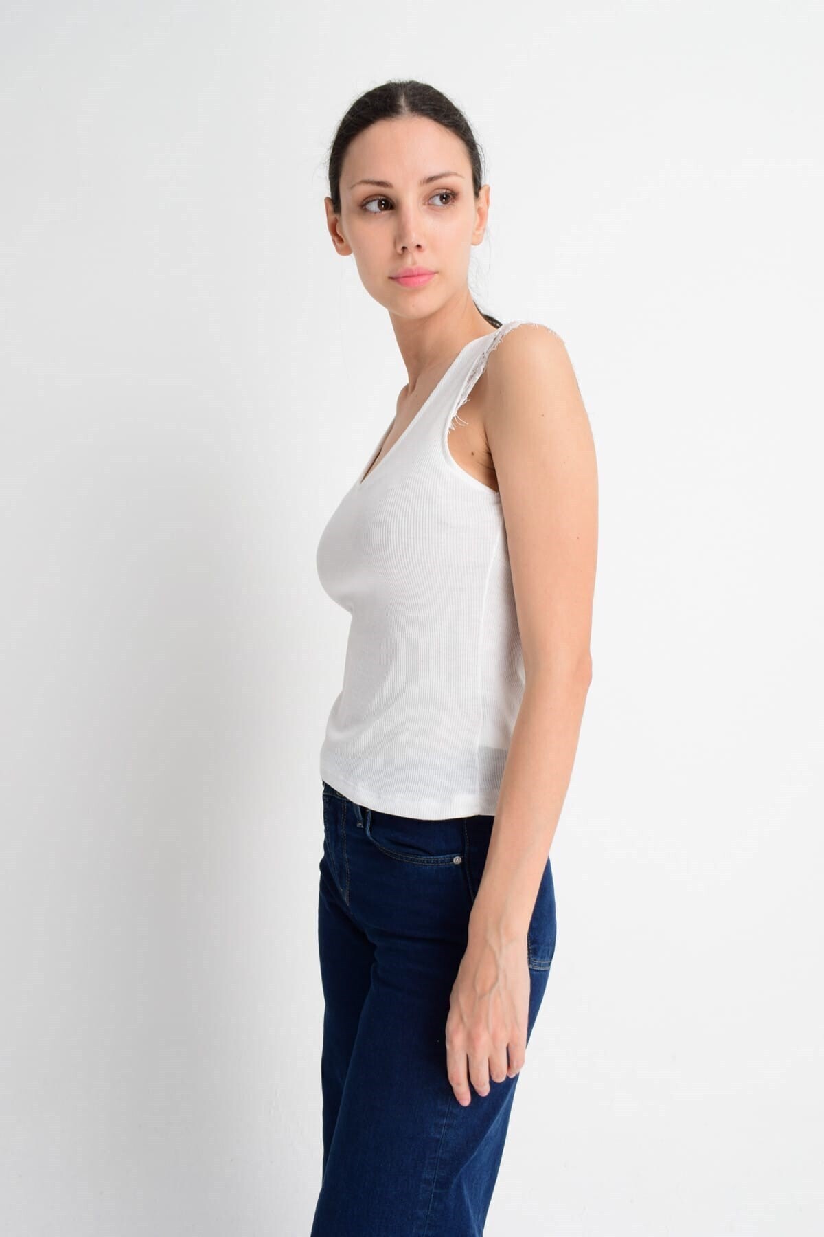 9183001 Kaşkorse Kolu Dantelli Bluz EKRU