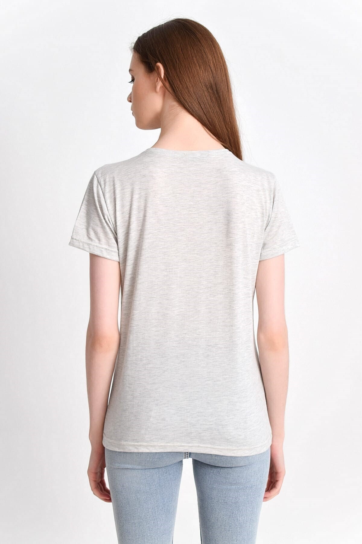 9282830 Süprem Göğsü Tül Payet Cepli Kısa Kol V Yaka Bluz BEJ