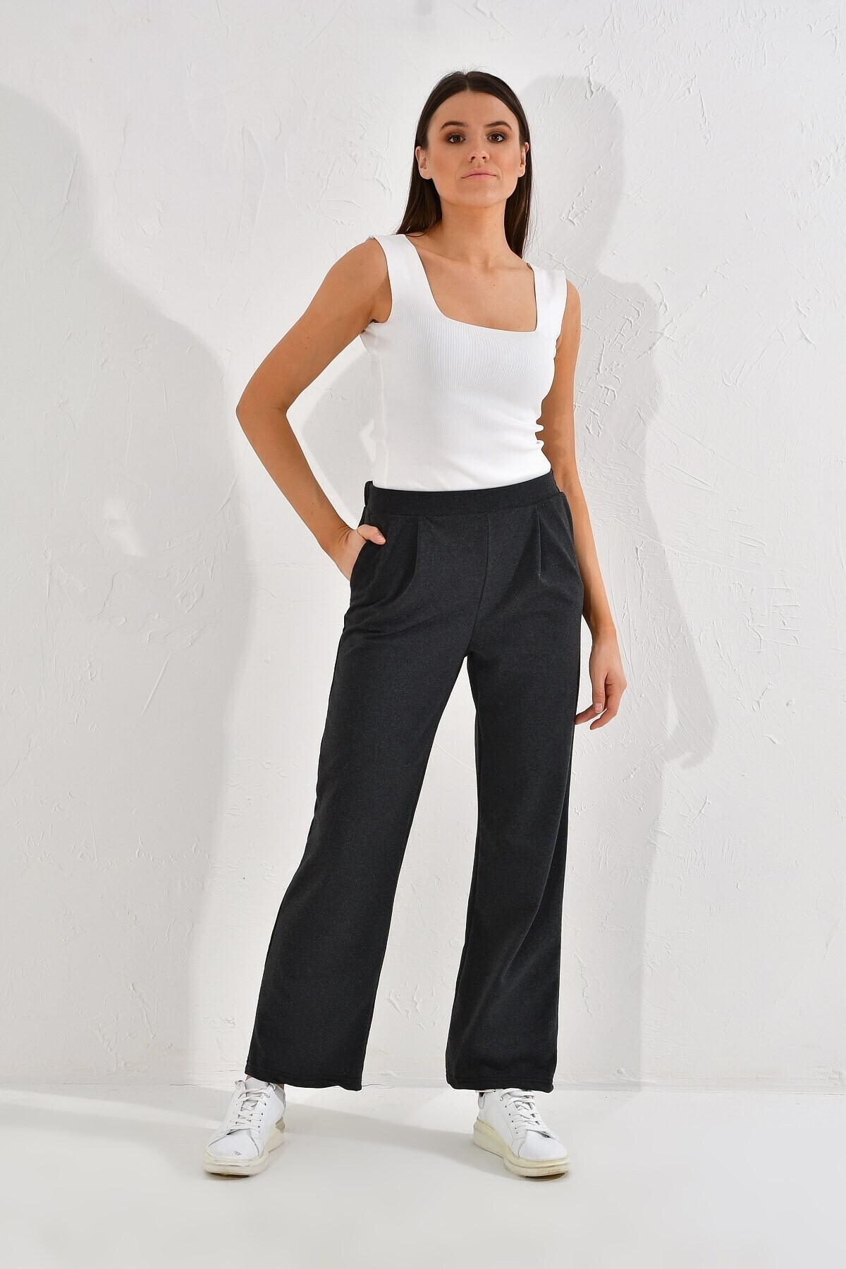 9292933 İkiiplik Cepli Bol Paça Pantolon FUME