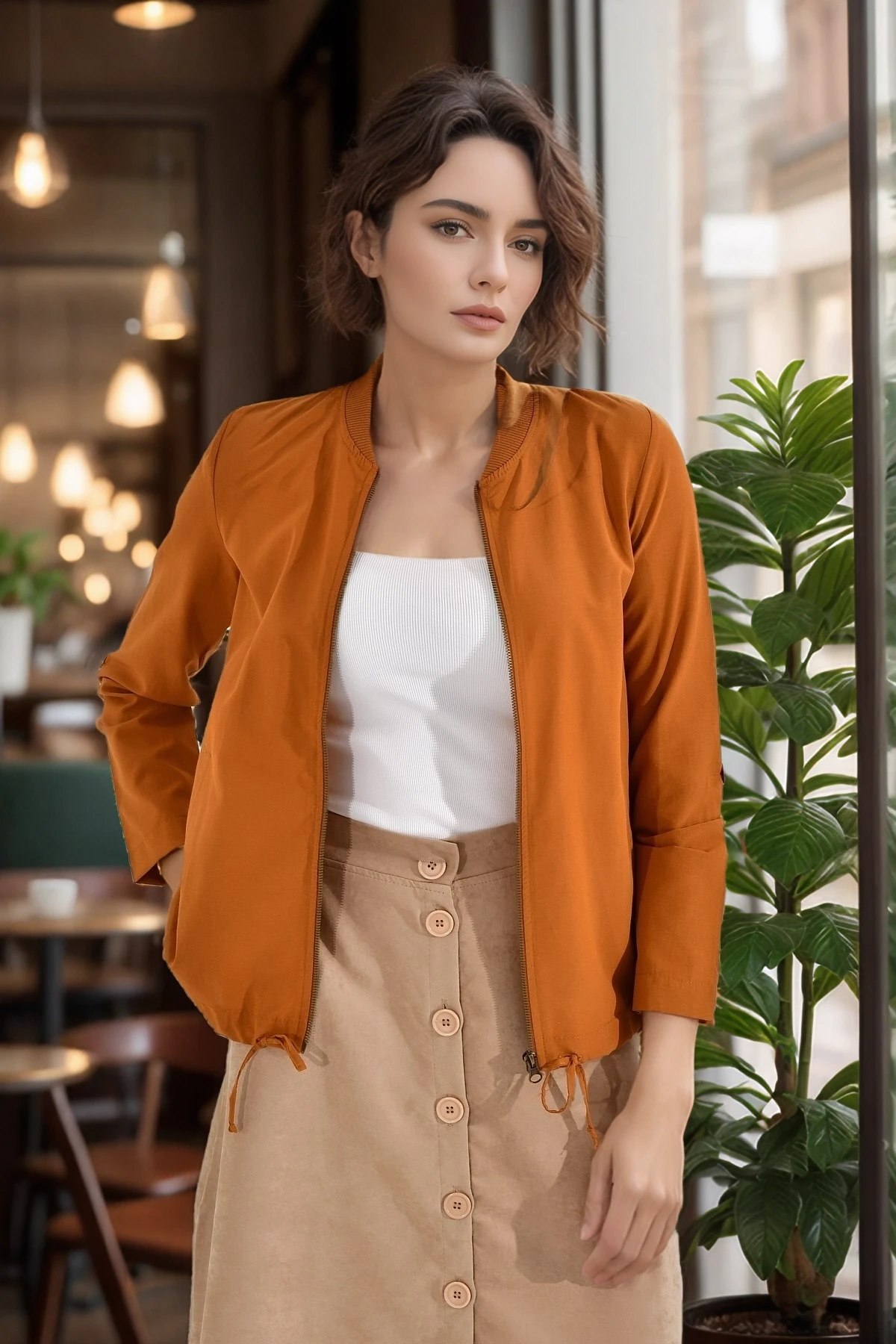 20022364 İnce Gabardin Eteği Bağcıklı Kolej Mont TARÇIN