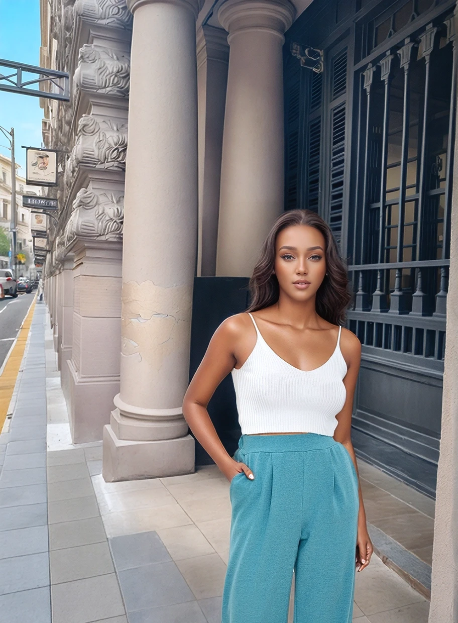 9292933 İkiiplik Cepli Bol Paça Pantolon TURKUAZ