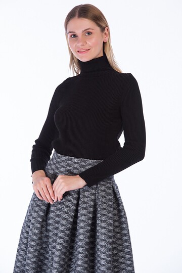 8386000 İnce Fitilli Kaşkorse Balıkçı Yaka Uzun Kol Triko SIYAH