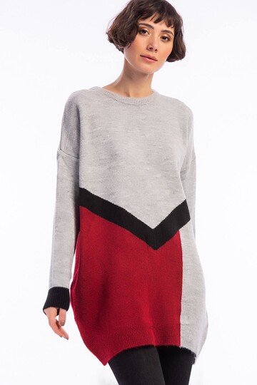 8486083 Triko Yumoş İplik 3 Renkli İntersiye Tunik GRI