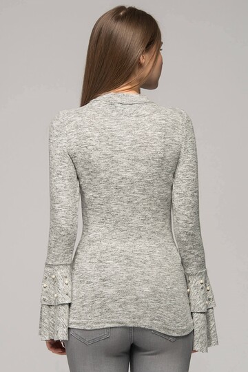 7480960 Yumoş Yakası Kolu İncili Volanlı Bluz GRI