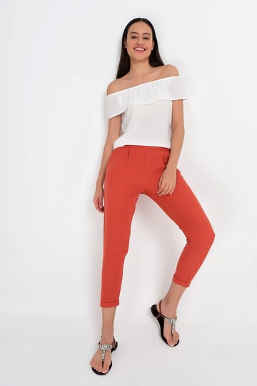 9132590 Azra Cepli Beli Lastikli Havuç Pantolon KIREMIT