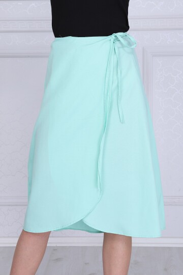 9313124 Dok.Viskon Desenli Beli Bağlamalı Anvelop Etek MINT