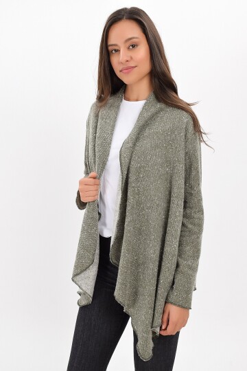 9434343 Makarna Şal Yaka Hırka HAKI