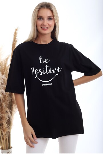 20333402 Süprem Be Positive Baskılı T-Shirt SIYAH
