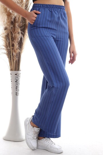 20333459 Keten Çizgi Desenli Cepli Pantolon INDIGO