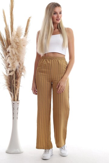 20333459 Keten Çizgi Desenli Cepli Pantolon HARDAL