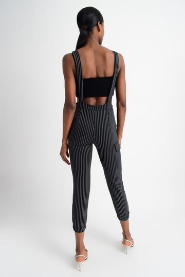 9181525 İkiiplik Çizgili Salopet Pantolon SIYAH CIZGILI