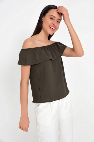 91818361 Kobe Madonna Yaka Kolsuz Bluz HAKI