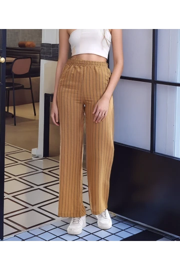 20333459 Keten Çizgi Desenli Cepli Pantolon HARDAL