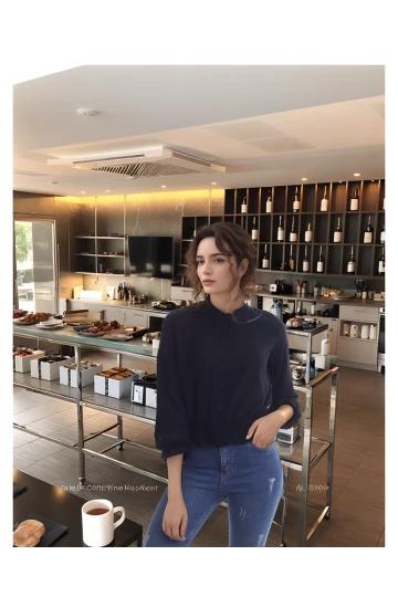 20343305 Dok.Ponponlu Eteği Gipeli Gömlek SIYAH