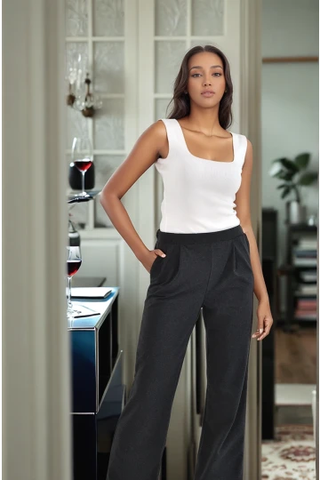 9292933 İkiiplik Cepli Bol Paça Pantolon FUME