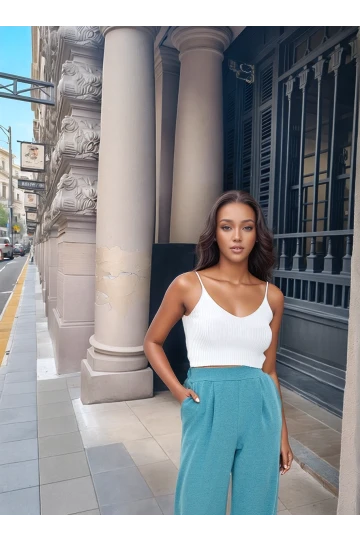 9292933 İkiiplik Cepli Bol Paça Pantolon TURKUAZ