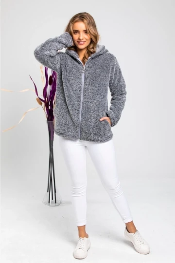 Kadın Gri Fermuarlı Polar