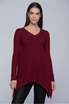 7429003 Yumoş Yakası Zincir Detaylı Salaş Tunik BORDO