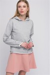 8144715 2 İplik Etekucu Kolucu Kapüşonu İncili Sweatshirt GRI