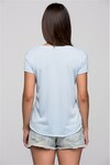 7302069 Pike V Yaka Boyfriend Kısa Kol T-shirt MAVI