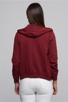 7363601 Fermuarlı Cepli Bağcıklı Kapüşonlu Sweatshirt BORDO