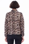 8451372 Peluş Desenli Fermuarlı Kanguru Cep Sweat KAHVE LEOPAR