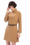 8482815 Selanik Degaje Yaka Tunik Elbise CAMEL