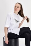 9092895 Süprem Beautiful Baskılı Kapri Kol Salash Tshirt BEYAZ