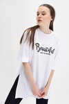 9092895 Süprem Beautiful Baskılı Kapri Kol Salash Tshirt BEYAZ