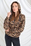 9391700 İkiiplik Leopar Desenli Kanguru Cepli Kapşonlu Sweat LEOPAR