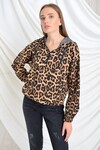 9391700 İkiiplik Leopar Desenli Kanguru Cepli Kapşonlu Sweat LEOPAR