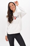 9423173 İkiiplik Kapşonlu Baskılı Sweatshirt EKRU