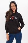 9423173 İkiiplik Kapşonlu Baskılı Sweatshirt SIYAH