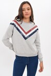 9454545 İkiiplik Şardonlu V Şerit Payetli Sweatshirt GRI