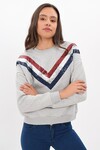 9454545 İkiiplik Şardonlu V Şerit Payetli Sweatshirt GRI