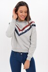 9454545 İkiiplik Şardonlu V Şerit Payetli Sweatshirt GRI