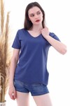 7050466 V  Yaka Boyfriend T-Shirt INDIGO