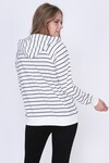 9383154 İkiiplik Çizgili Reglan Kol Kapşonlu Sweatshirt BEYAZ