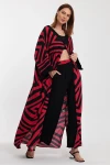 VP1015 Desenli Alt&Üst Kaftan Takım KIRMIZI