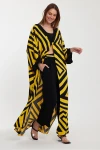VP1015 Desenli Alt&Üst Kaftan Takım SARI