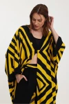 VP1015 Desenli Alt&Üst Kaftan Takım SARI