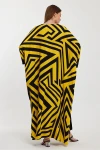 VP1015 Desenli Alt&Üst Kaftan Takım SARI