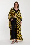 VP1015 Desenli Alt&Üst Kaftan Takım SARI