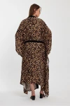 VP964 Leopar Desenli Kemerli Standart Beden Kimono Kaftan LEOPAR